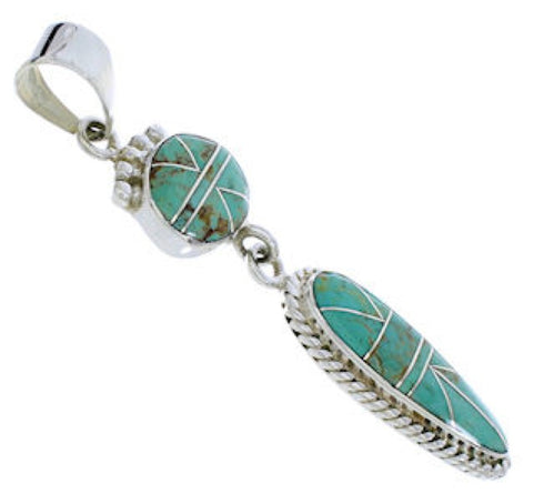 Turquoise Genuine Sterling Silver Slide Pendant Jewelry EX28614