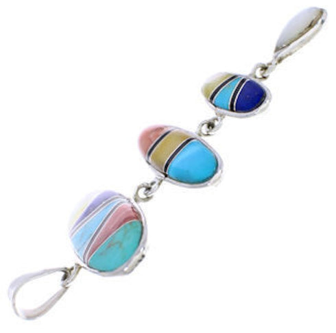 Turquoise and Sterling Silver Multicolor Southwestern Pendant PX23951