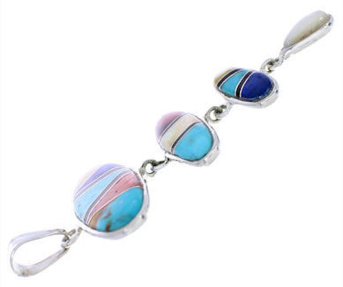 Southwestern Multicolor Turquoise and Sterling Silver Pendant PX23965