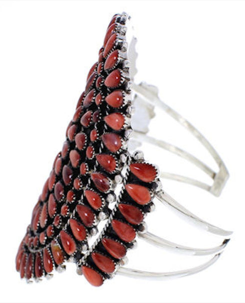 Red Oyster Shell Jewelry Sterling Silver Cuff Bracelet MX27946