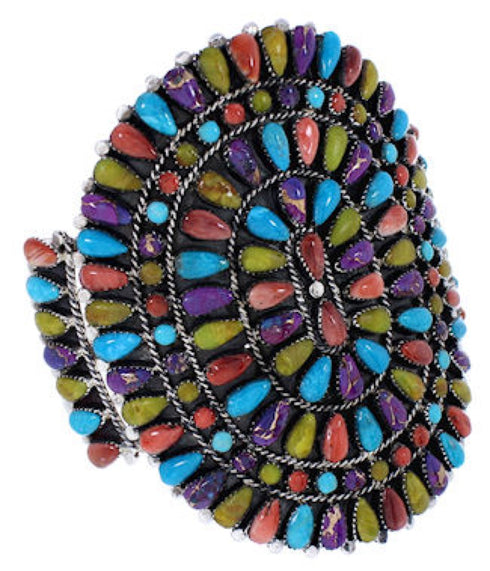 Genuine Sterling Silver Multicolor Jewelry Cuff Bracelet MX27961