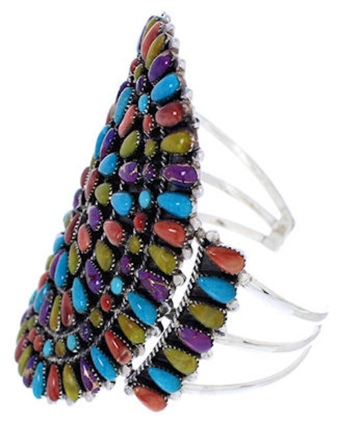 Genuine Sterling Silver Multicolor Jewelry Cuff Bracelet MX27961