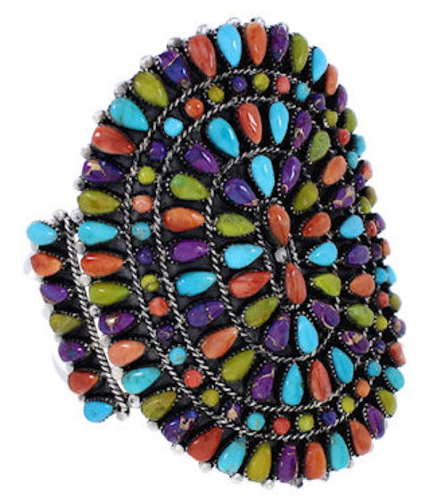 Genuine Sterling Silver Multicolor Jewelry Cuff Bracelet MX27963