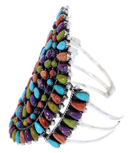 Genuine Sterling Silver Multicolor Jewelry Cuff Bracelet MX27963