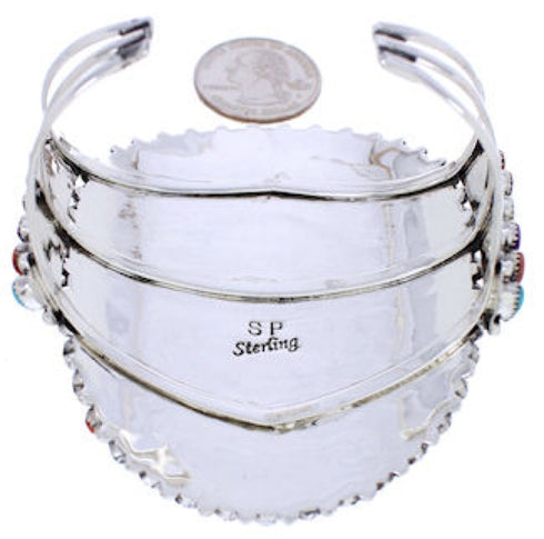 Genuine Sterling Silver Multicolor Jewelry Cuff Bracelet MX27963