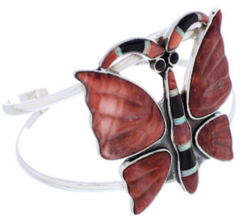 Southwestern Jewelry Silver Multicolor Butterfly Cuff Bracelet EX27508