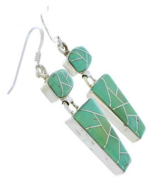 Southwest Turquoise Inlay Hook Dangle Earrings Jewelry EX29522