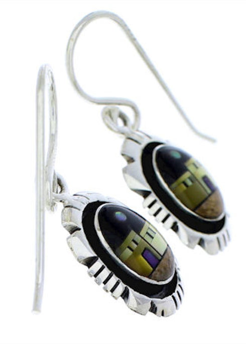Multicolor Native American Village Design Silver Earrings EX29546