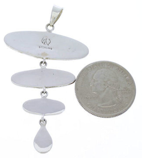 Native American Village Design Multicolor Silver Pendant EX29571