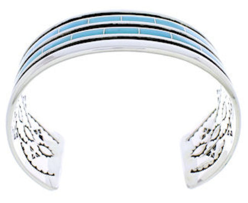 Southwest Turquoise Inlay Sterling Silver Cuff Bracelet EX27554