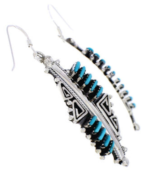 Turquoise Needlepoint Sterling Silver Water Wave Hook Dangle Earrings PX33001