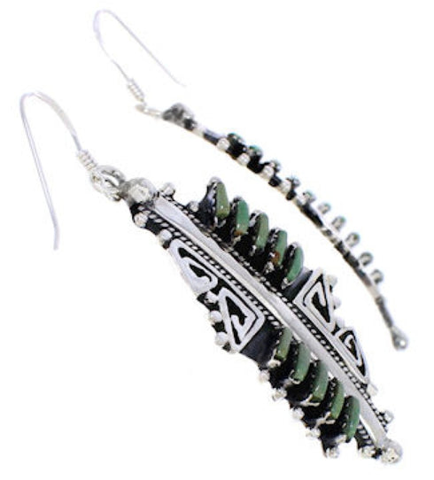 Turquoise Needlepoint Sterling Silver Southwest Water Wave Hook Dangle Earrings PX33004