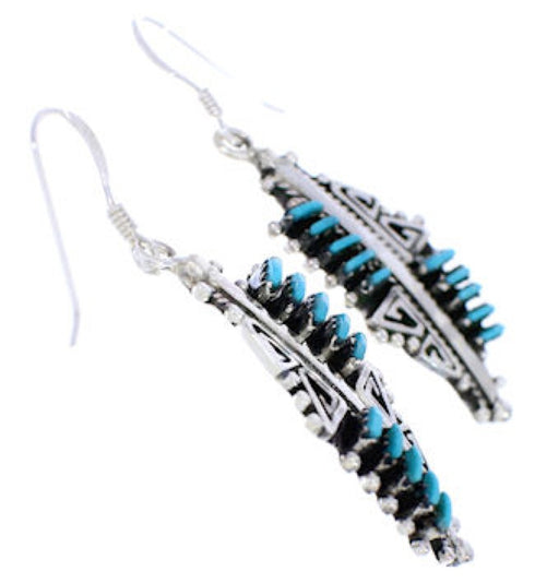 Genuine Sterling Silver Turquoise Needlepoint Water Wave Hook Dangle Earrings PX33009