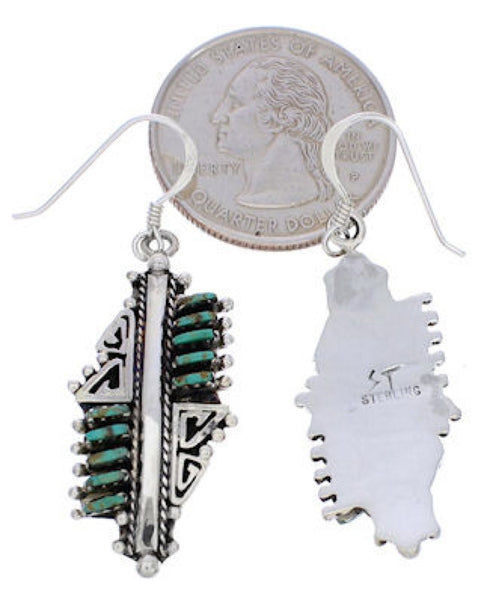 Sterling Silver Turquoise Jewelry Southwest Water Wave Hook Earrings PX33016