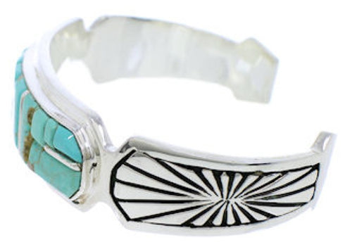 Turquoise Inlay Sterling Silver Jewelry Cuff Bracelet MX27336