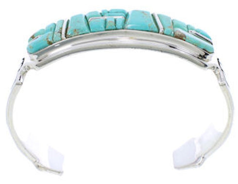 Turquoise Inlay Sterling Silver Jewelry Cuff Bracelet MX27336
