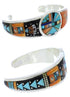 Southwestern Silver Sun Multicolor Inlay Cuff Bracelet MX27376