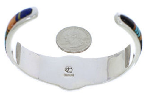 Southwestern Silver Sun Multicolor Inlay Cuff Bracelet MX27376