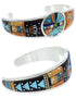 Southwestern Silver Sun Multicolor Inlay Cuff Bracelet MX27381