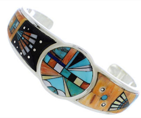 Sun Southwest Sterling Silver Multicolor Jewelry Cuff Bracelet MX27385