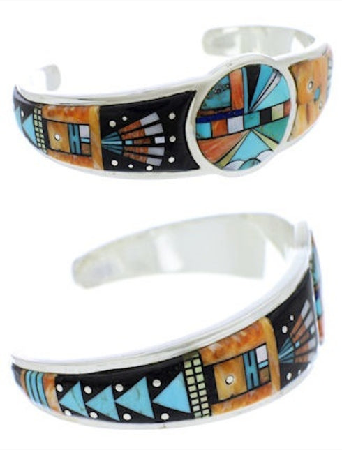 Sun Southwest Sterling Silver Multicolor Jewelry Cuff Bracelet MX27385