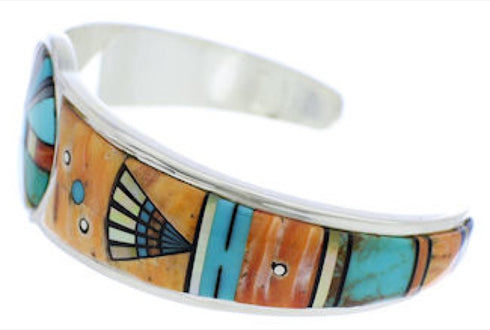 Sun Southwest Sterling Silver Multicolor Jewelry Cuff Bracelet MX27385