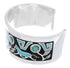 Turquoise Jet Inlay Horse Flower Southwestern Silver Bracelet NX27075