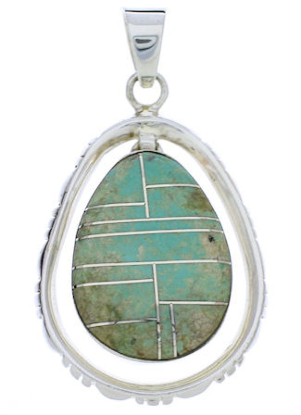 Silver Turquoise Inlay Jewelry Pendant PX30104