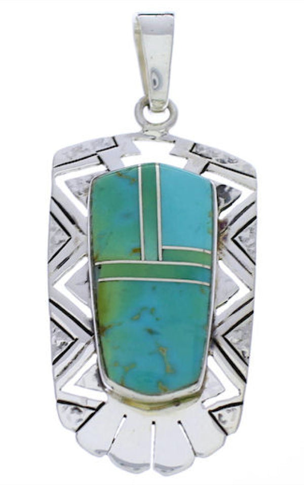 Silver Jewelry Turquoise Inlay Southwest Pendant PX30165
