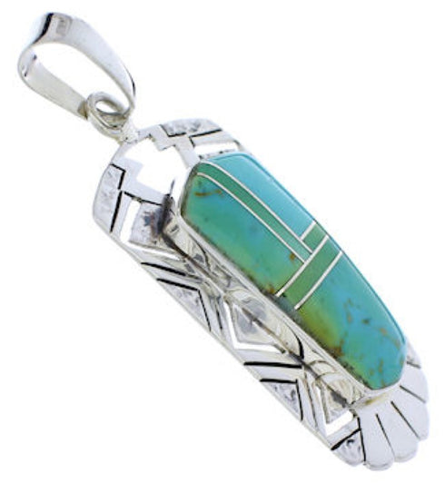 Silver Jewelry Turquoise Inlay Southwest Pendant PX30165