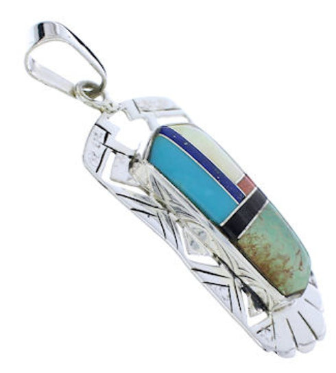 Multicolor Inlay Jewelry Southwestern Sterling Silver Pendant PX30176