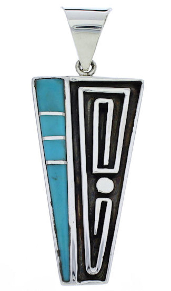 Southwest Sterling Silver And Turquoise Inlay Pendant PX30185