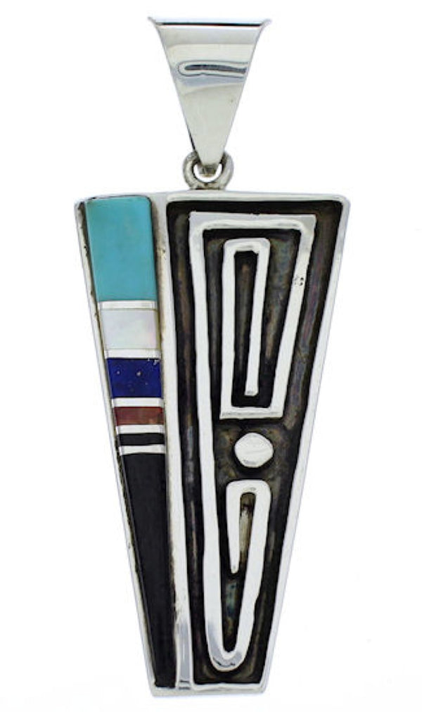 Multicolor Inlay Southwest Genuine Sterling Silver Pendant PX30287