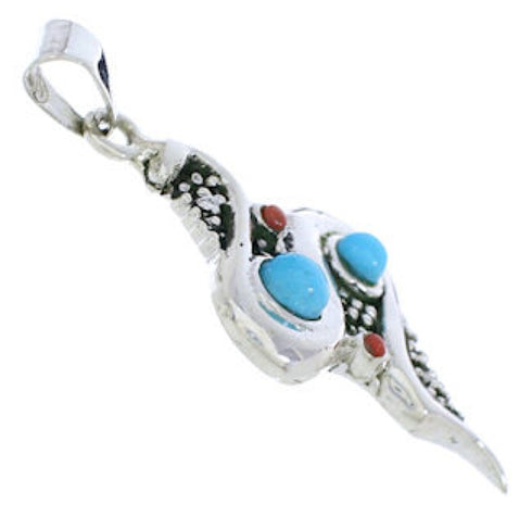 Turquoise And Coral Snake Southwest Pendant PX30196