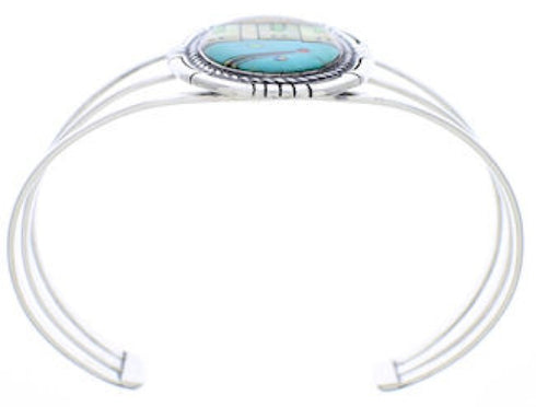 Native American Village Design Multicolor Silver Cuff Bracelet MX27453