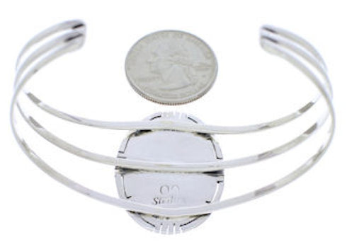 Native American Village Design Multicolor Silver Cuff Bracelet MX27453