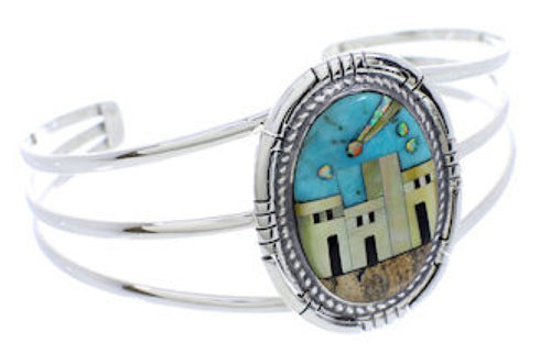 Multicolor Native American Village Design Cuff Bracelet MX27464
