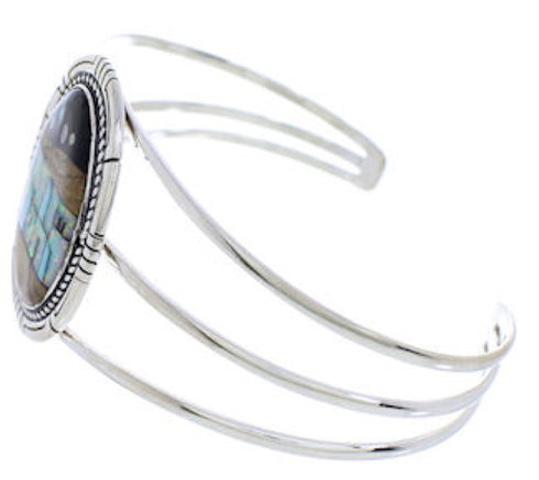Multicolor Silver Native American Design Cuff Bracelet MX27472
