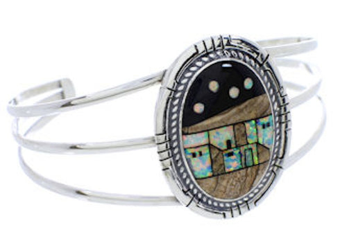 Silver Native American Design Multicolor Cuff Bracelet MX27476