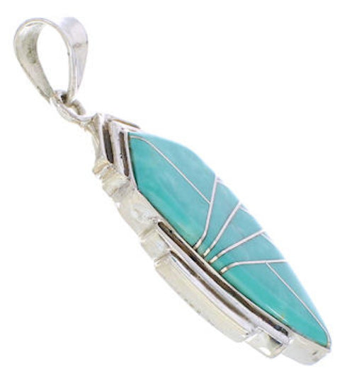 Sterling Silver And Turquoise Inlay Pendant Jewelry EX29642
