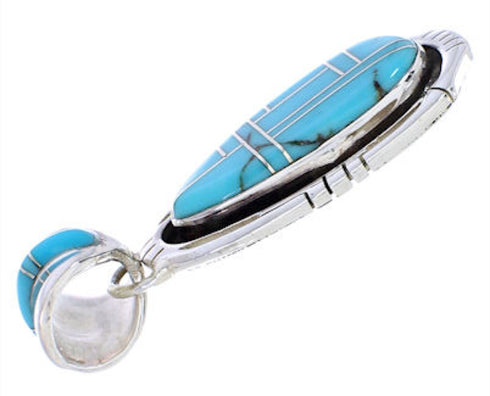 Southwest Silver And Turquoise Inlay Jewelry Pendant EX29663