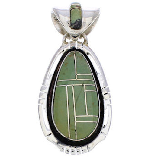 Turquoise Southwestern Silver Slide Pendant EX29671