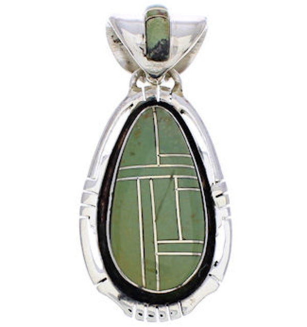 Turquoise Southwestern Silver Slide Pendant EX29671