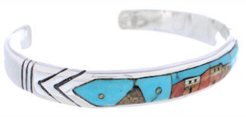 Native American Design Multicolor Sterling Silver Bracelet MX27564