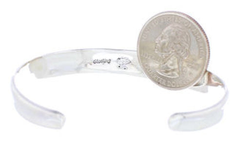 Multicolor Native American Village Design Silver Cuff Bracelet MX27593