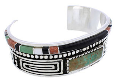 Water Wave Multicolor Sterling Silver Cuff Bracelet MX27559