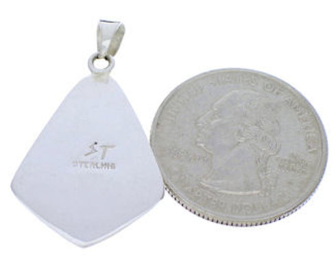 Silver Multicolor Native American Village Design Pendant PX29742