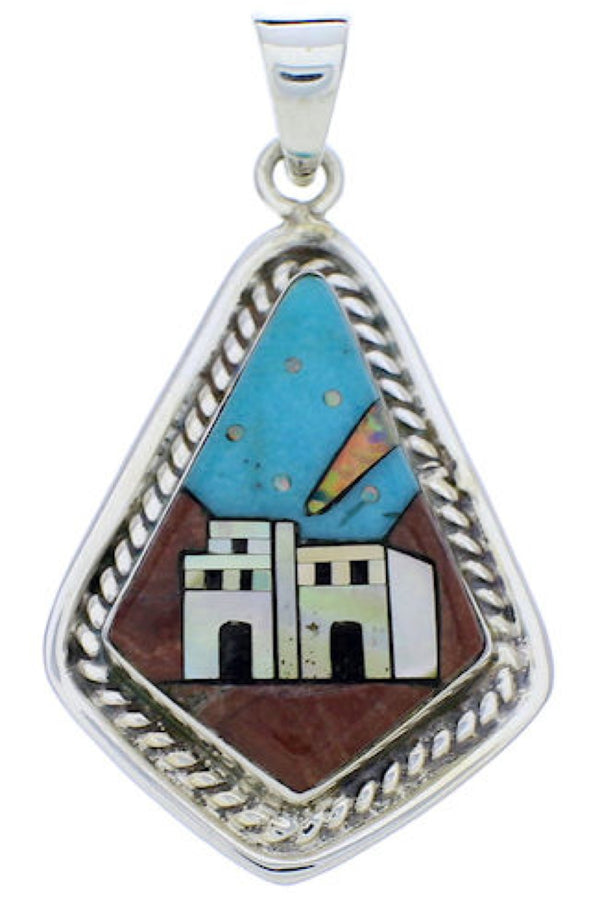 Sterling Silver Multicolor Native American Design Pendant PX29743