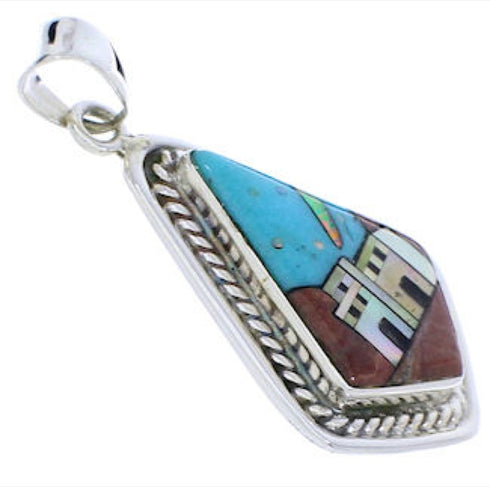 Sterling Silver Multicolor Native American Design Pendant PX29743