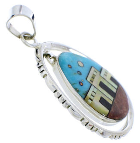 Native American Design Silver Multicolor Pendant Jewelry PX29766